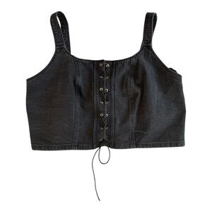 Wild Fable black Denim Lace-Up Crop Top NWT Women's Size XXL